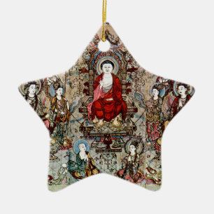 CHINESE BUDDHA PAINTING KERAMISCH ORNAMENT
