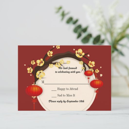 Chinese Celebration Response Card Kaart (Staand voorkant)
