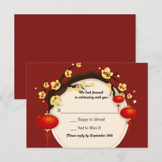 Chinese Celebration Response Card Kaart (Voorkant / Achterkant)