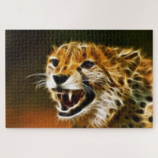 Chinese Cheetah met witte stroom die gloeit Legpuzzel (Horizontaal)