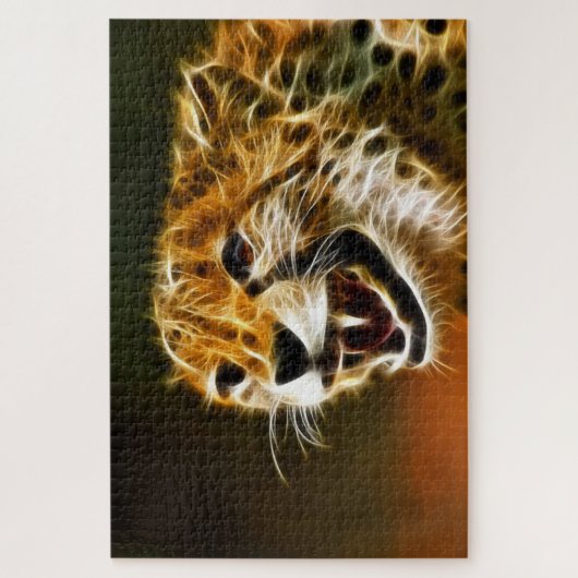 Chinese Cheetah met witte stroom die gloeit Legpuzzel (Verticaal)