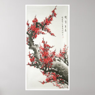 Chinese Cherry Blossom Painting (digitale afdruk) Poster