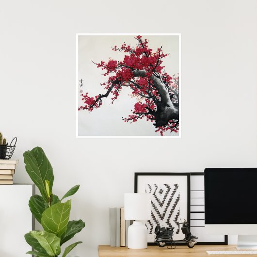 Chinese Cherry Blossom Poster (Thuiskantoor)