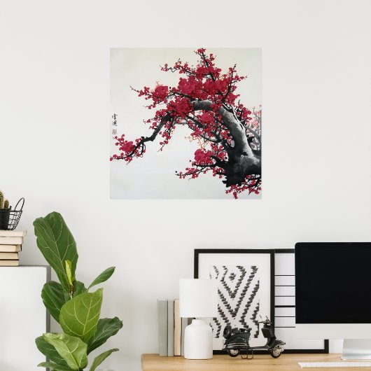 Chinese Cherry Blossom Poster (Thuiskantoor)
