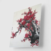 Chinese Cherry Blossom Vierkante Klok (Hoek)