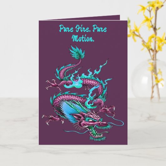 Chinese Cloud Dragon Mythical Rain Maker Creature  Kaart (Gele Bloem)