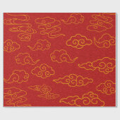 Chinese Cloud Oosters Aziatisch Rood Cadeaupapier (Vlak)