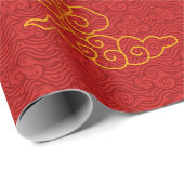Chinese Cloud Oosters Aziatisch Rood Cadeaupapier (Rol Hoek)