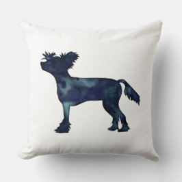 Chinese Crested Black Waterverf Silhouette Kussen