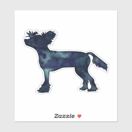 Chinese Crested Black Waterverf Silhouette Sticker (Vel)