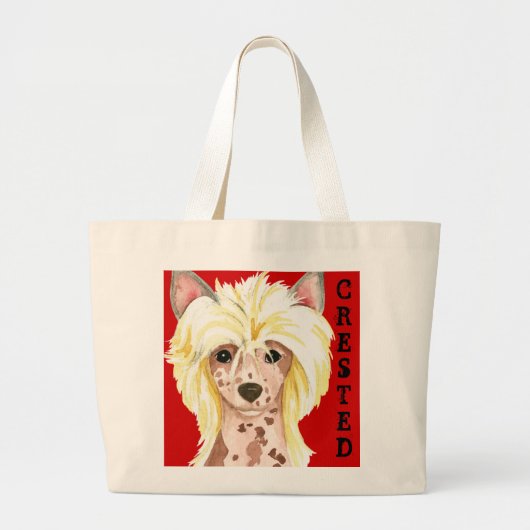 Chinese Crested Color Block Large Canvas tas (Voorkant)