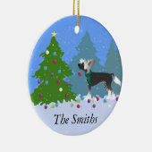 Chinese Crested Decorting a Kerstmis Keramisch Ornament (Rechts)