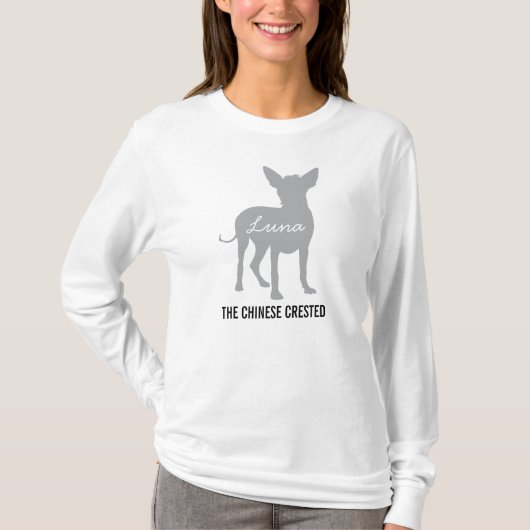 Chinese Crested Dog College met uw hond T-shirt (Voorkant)
