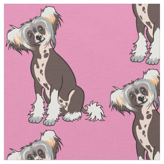 Chinese Crested Dog fabric Stof (Close Up)