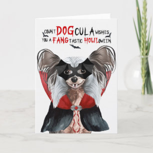 Chinese Crested Dog Grappige Count DOGcula Hallowe Feestdagen Kaart