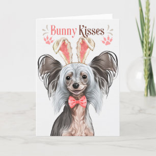Chinese Crested Dog in Bunny Ears voor Pasen Feestdagen Kaart