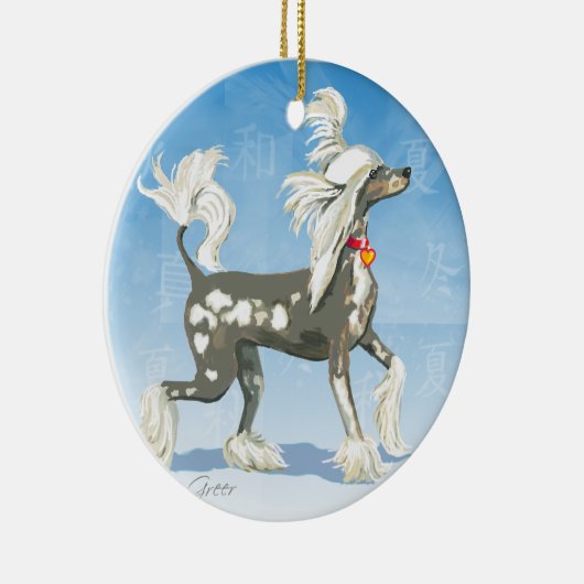 Chinese Crested Dog Keramisch Ornament (Rechts)