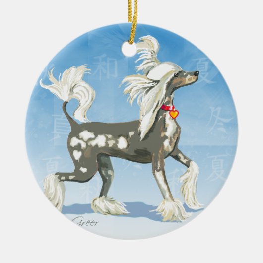 Chinese Crested Dog Keramisch Ornament (Voorkant)