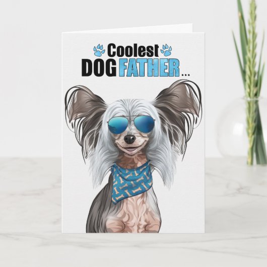 Chinese Crested Dog koelste Vaderdag Feestdagen Kaart (Voorkant)