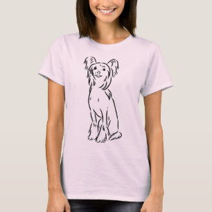 Chinese Crested Dog Lijntekening T-shirt