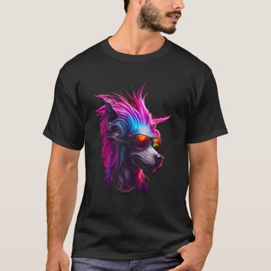 Chinese Crested Dog owner Vaporwave Notorious DJ T-shirt (Voorkant)