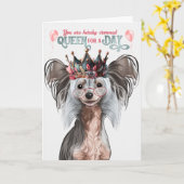 Chinese Crested Dog Queen voor een dag van de verj Kaart (Gele Bloem)