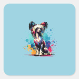 Chinese Crested Dog Vierkante Sticker