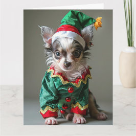 Chinese Crested Elf Puppy Kerst Kaart