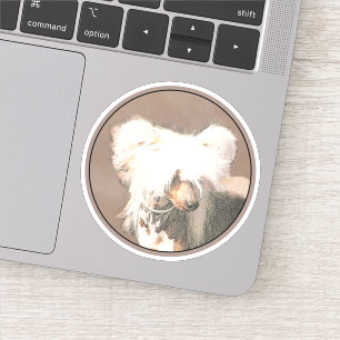 Chinese Crested Haarloze Schilderij Originele Hond Sticker