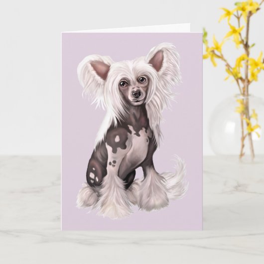 Chinese Crested Hairless Sit Kaart (Gele Bloem)