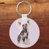 Chinese Crested Hairless Sit Sleutelhanger (Voorkant)