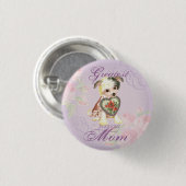 Chinese Crested Heart Mam Ronde Button 3,2 Cm (Voorkant /achterkant)