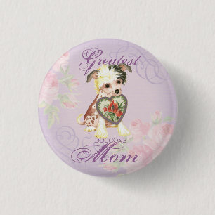 Chinese Crested Heart Mam Ronde Button 3,2 Cm