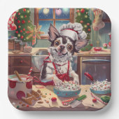 Chinese Crested Holiday Baking: Feestelijke Kerst Papieren Bordje (Voorkant)