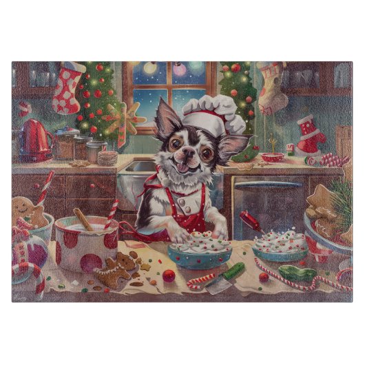 Chinese Crested Holiday Baking: Feestelijke Kerst Snijplank (Voorkant)