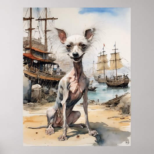 Chinese Crested - Hond Art Print (Voorkant)