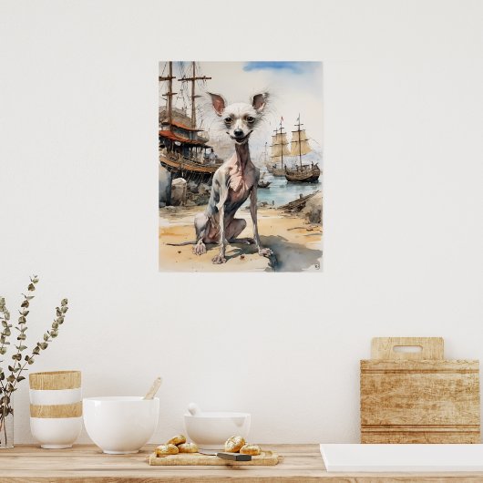 Chinese Crested - Hond Art Print (Keuken)