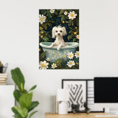 Chinese Crested hond in badposter, Grappige hond Poster (Thuiskantoor)