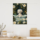 Chinese Crested hond in badposter, Grappige hond Poster (Keuken)