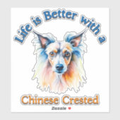 Chinese Crested hond moeder, hond vader cadeau, hu Sticker (Vel)
