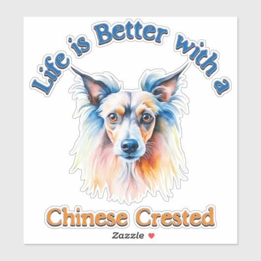 Chinese Crested hond moeder, hond vader cadeau, hu Sticker (Vel)