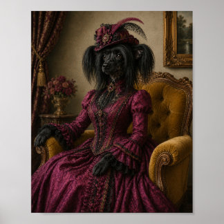 Chinese Crested hond portretprint, Victoriaanse da Poster