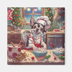 Chinese Crested Kerstbakfeest: Festieve Kerstmis Magneet