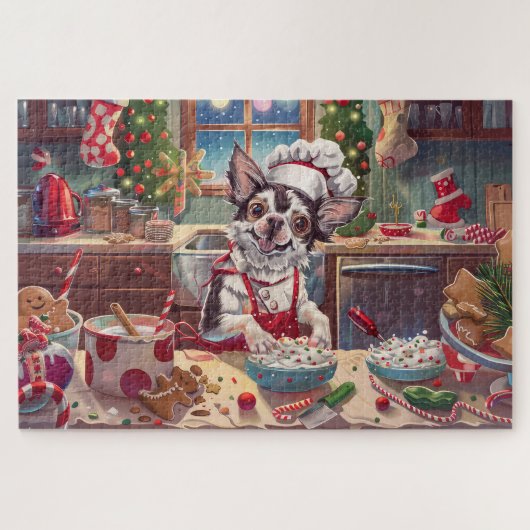 Chinese Crested Kerstbakken: Festive Kerstmis Legpuzzel (Horizontaal)
