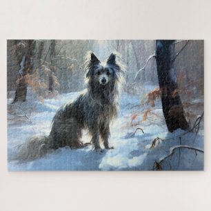Chinese Crested Laat het Sneeuwen Kerstmis Legpuzzel