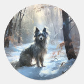 Chinese Crested Laat het Sneeuwen Kerstmis Ronde Sticker (Voorkant)