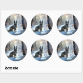 Chinese Crested Laat het Sneeuwen Kerstmis Ronde Sticker (Vel)