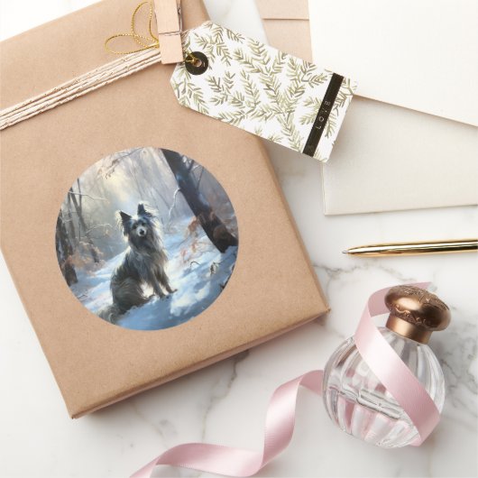 Chinese Crested Laat het Sneeuwen Kerstmis Ronde Sticker (Geschenken)