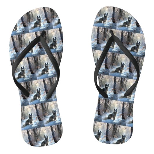 Chinese Crested Laat het Sneeuwen Kerstmis Teenslippers (Voetbed)