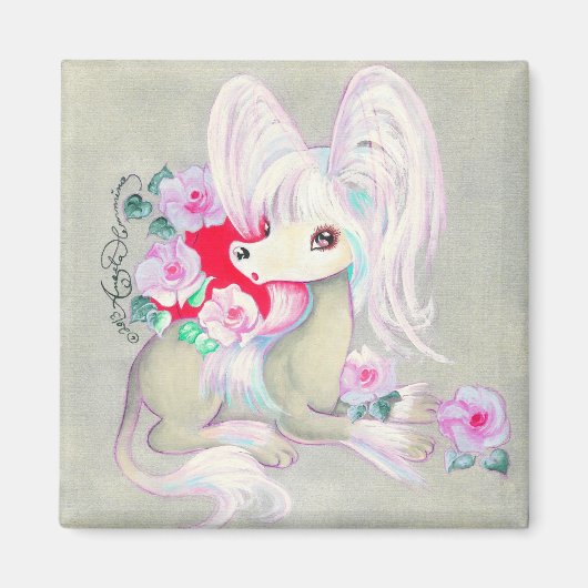 Chinese Crested Leuke Puppy Hond Magneet (Voorkant)